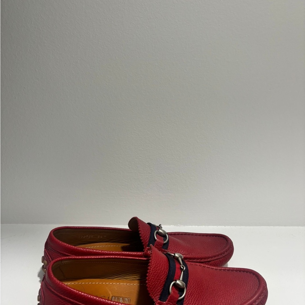 Gucci Red Leather Slip-On Loafers